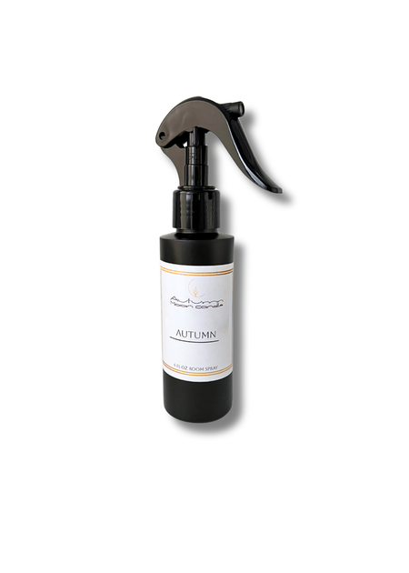 Autumn Moon Candle Room Black spray bottle labeled 'Autumn' on a white background