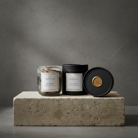 Balsam fir pine wood masculine woodsy scented candle autumn moon candle