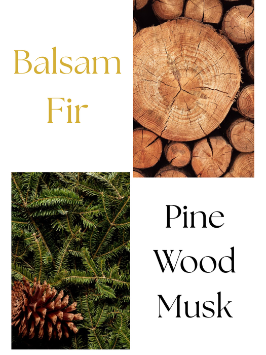 Autumn Moon Candle Balsam Fir scent profile Pine, Wood , and Musk.