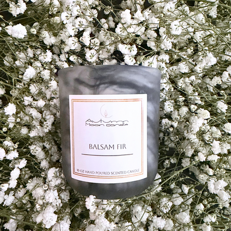 Autumn Moon Candle Balsam Fir candle with pine wood musk notes