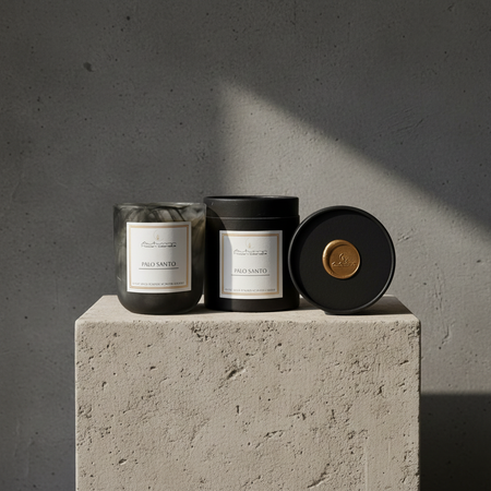 Palo santo sandalwood scented candle autumn moon candle