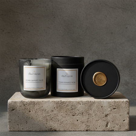 Pomegranate Noir lavender jasmine wood scented candle autumn moon candle