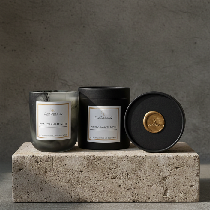 Pomegranate Noir lavender jasmine wood scented candle autumn moon candle