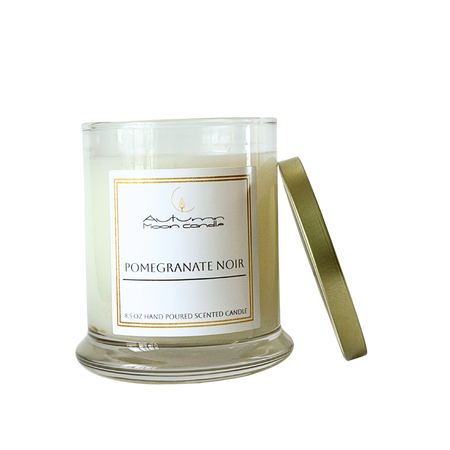 Autumn Moon Candle pomegranate jasmine wood lavender candle with gold lid