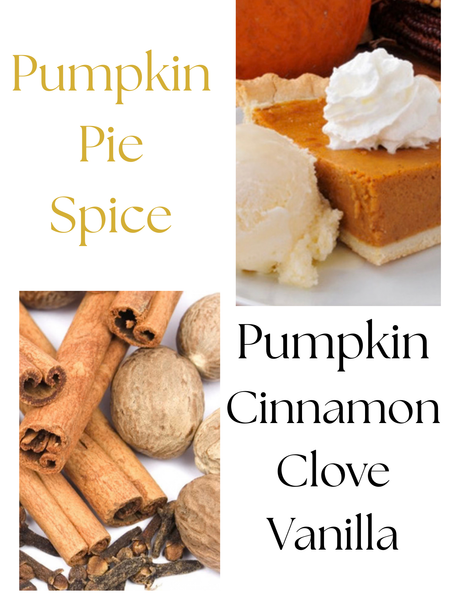 Autumn Moon Candle Pumpkin Pie Spice scent description, includes picture of pumpkin pie, cinnamon sticks and cloves