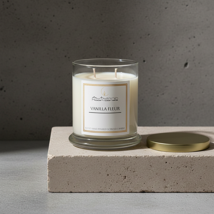 Vanilla Fleur 8.5oz Scented Candle- Vanilla, Citrus, Jasmine, Musk