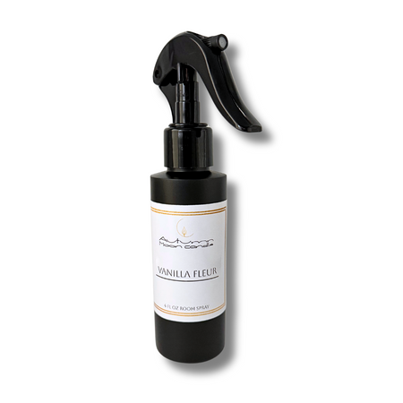 Autumn Moon Candle Room Spray Black spray bottle with a white label on a white background